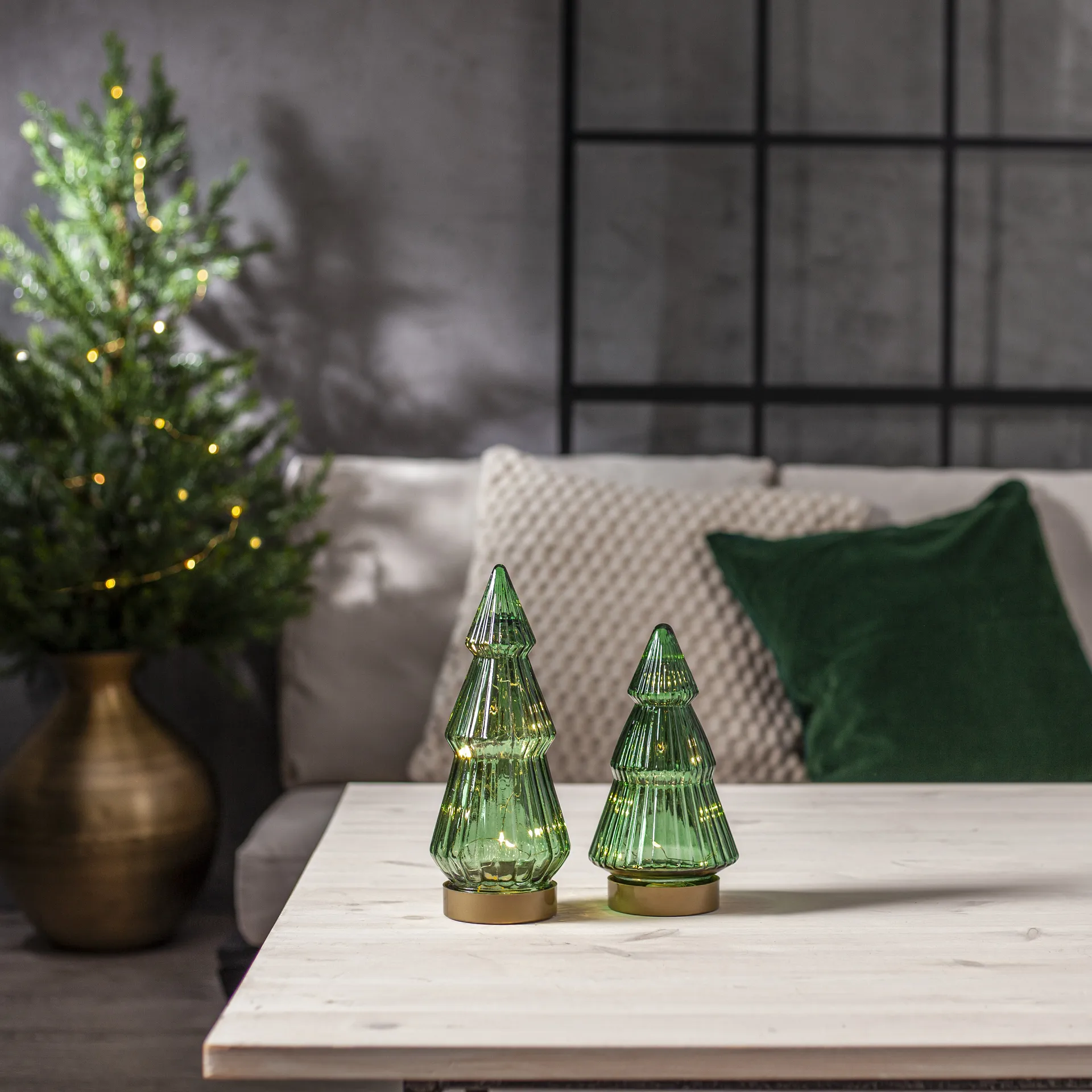 Decorazione in vetro LED 24 cm Verde, Verde Star Trading