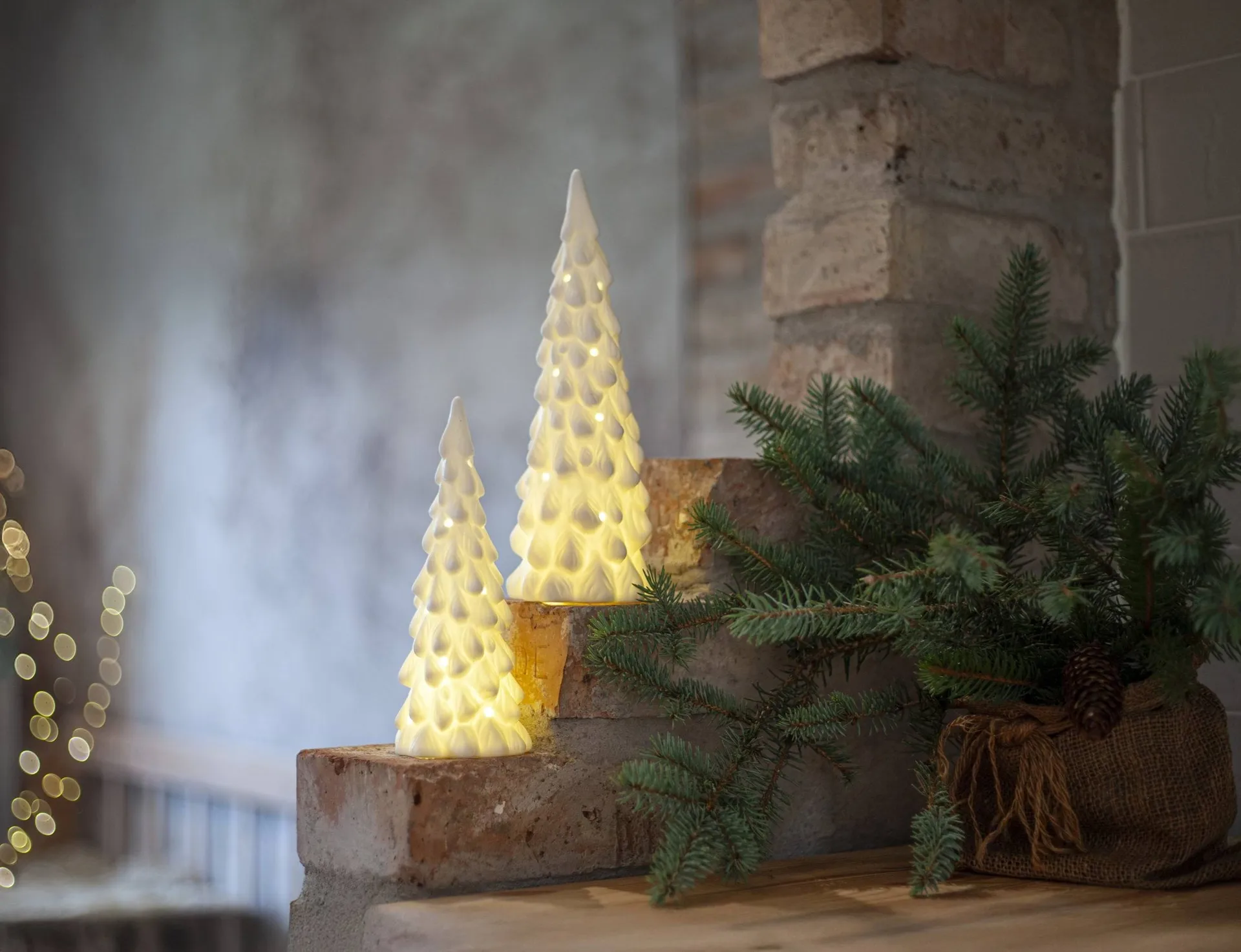 decorazione invernale per interni, abete bianco, 2 pezzi Star Trading
