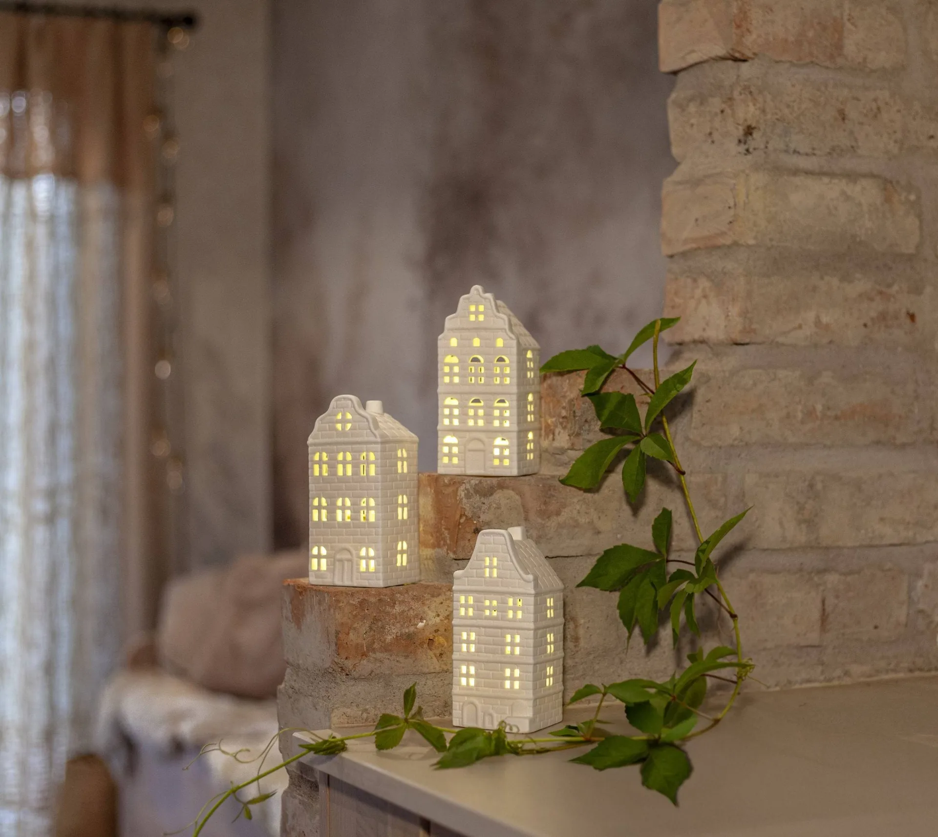 decorazione invernale per interni, casa bianca, 3 pezzi Star Trading