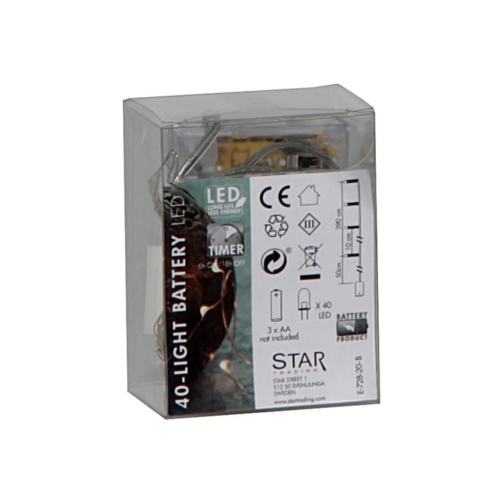 Filo di luci LED Dew Drop a batteria, 4 m, filo d'argento Star Trading