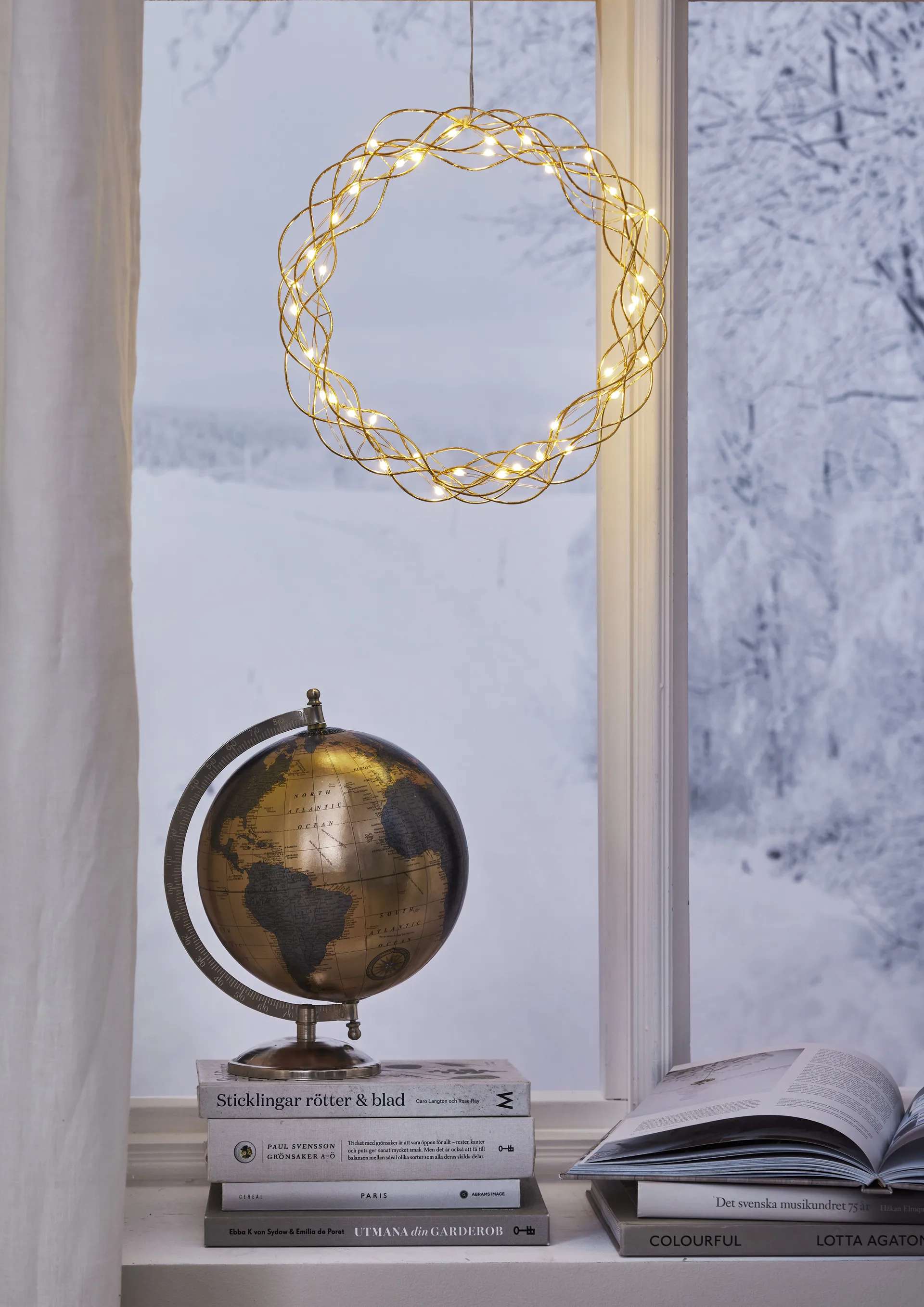 Ghirlanda Curly con luci LED, 30 cm, Ottone Star Trading