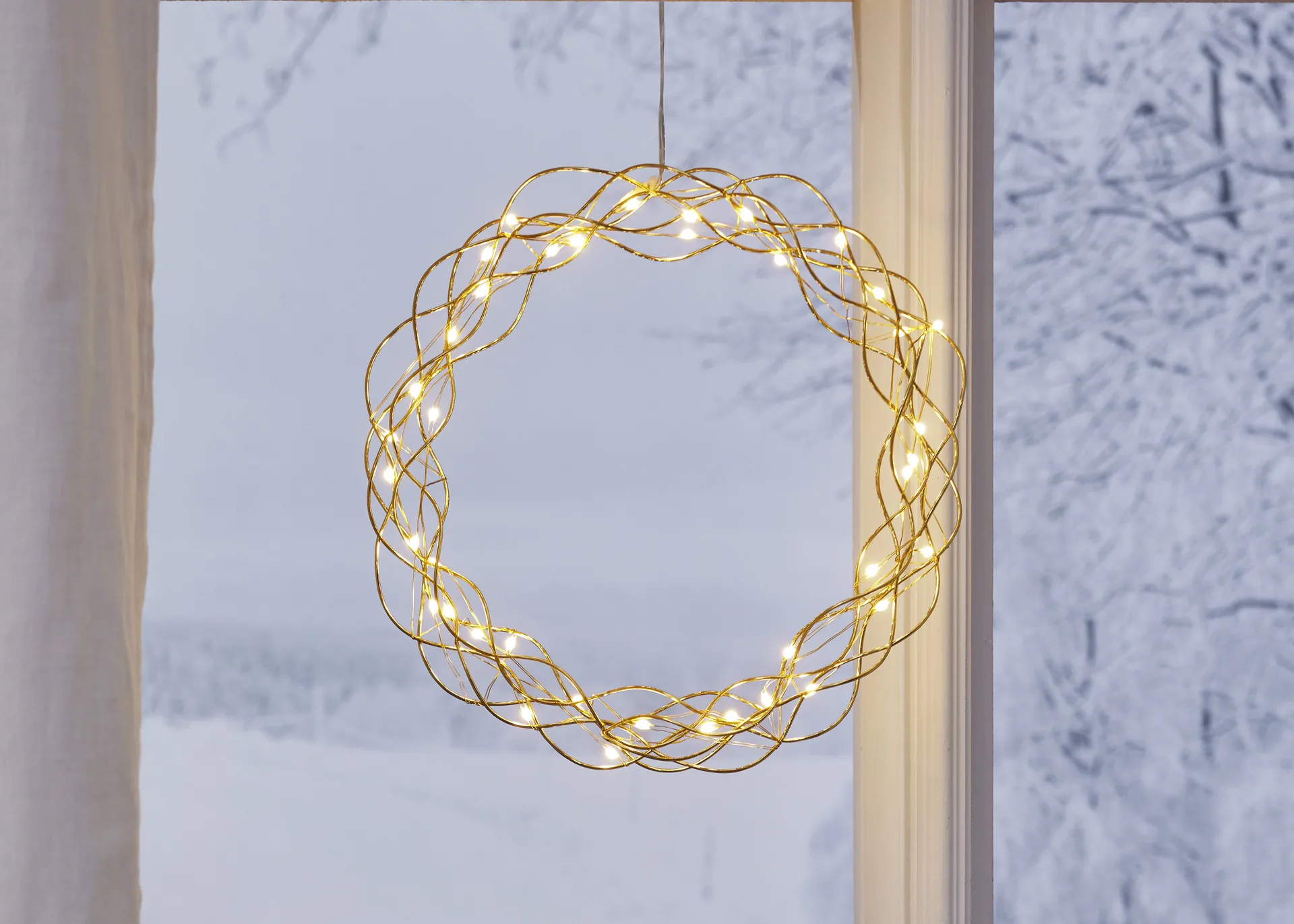 Ghirlanda Curly con luci LED, 30 cm, Ottone Star Trading