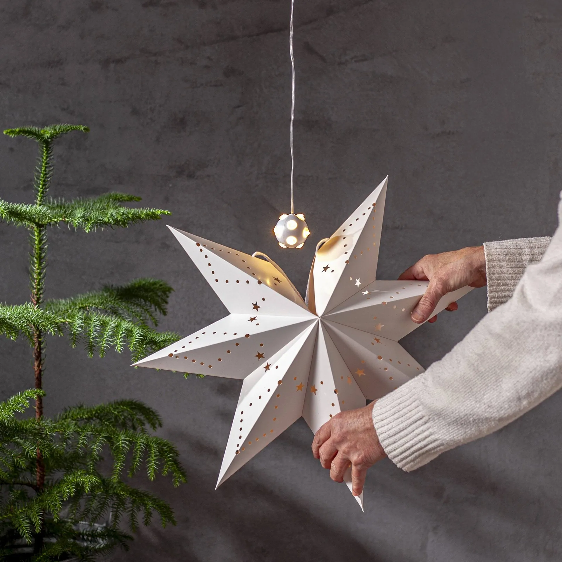 Lighty catena luminosa, sorgente luminosa per stella dell’avvento, sfera bianca Star Trading