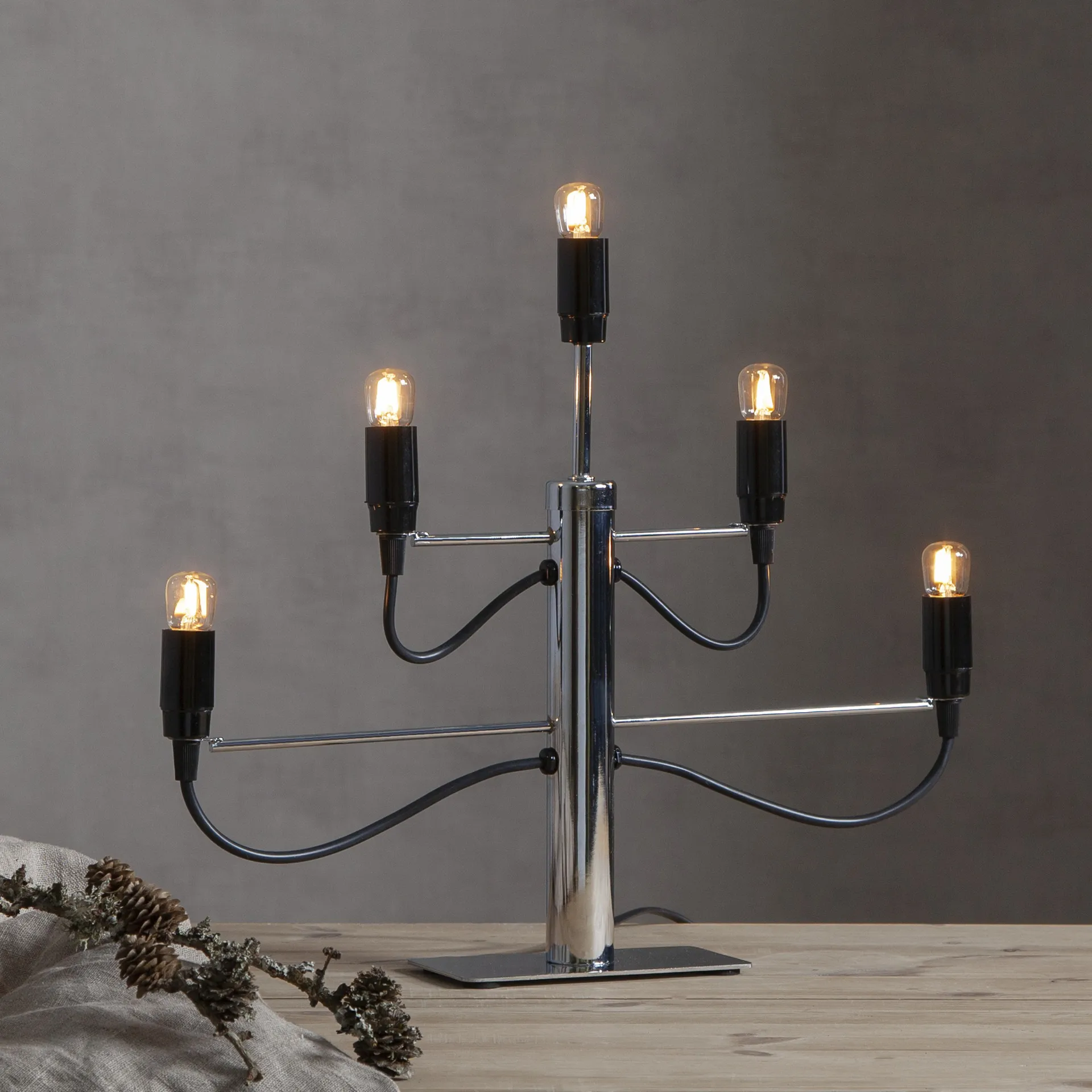 Portacandela Milano 5 46 cm, Cromo Star Trading