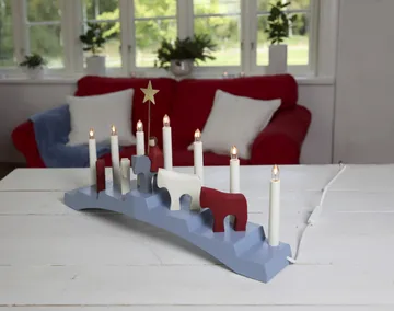 Portacandele dell'Avvento Staffans con puledri, 7 luci - Blu - Star Trading