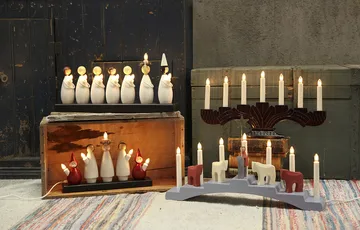 Portacandele dell'Avvento Staffans con puledri, 7 luci - Blu - Star Trading