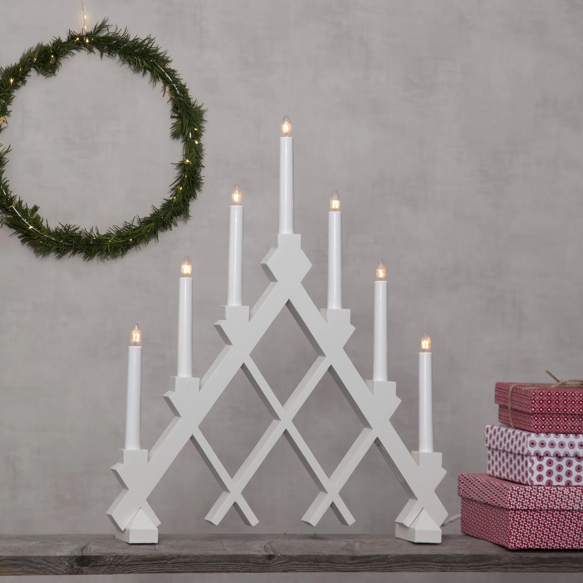 Portacandele in legno 43 cm Rut 7 , Bianco Star Trading