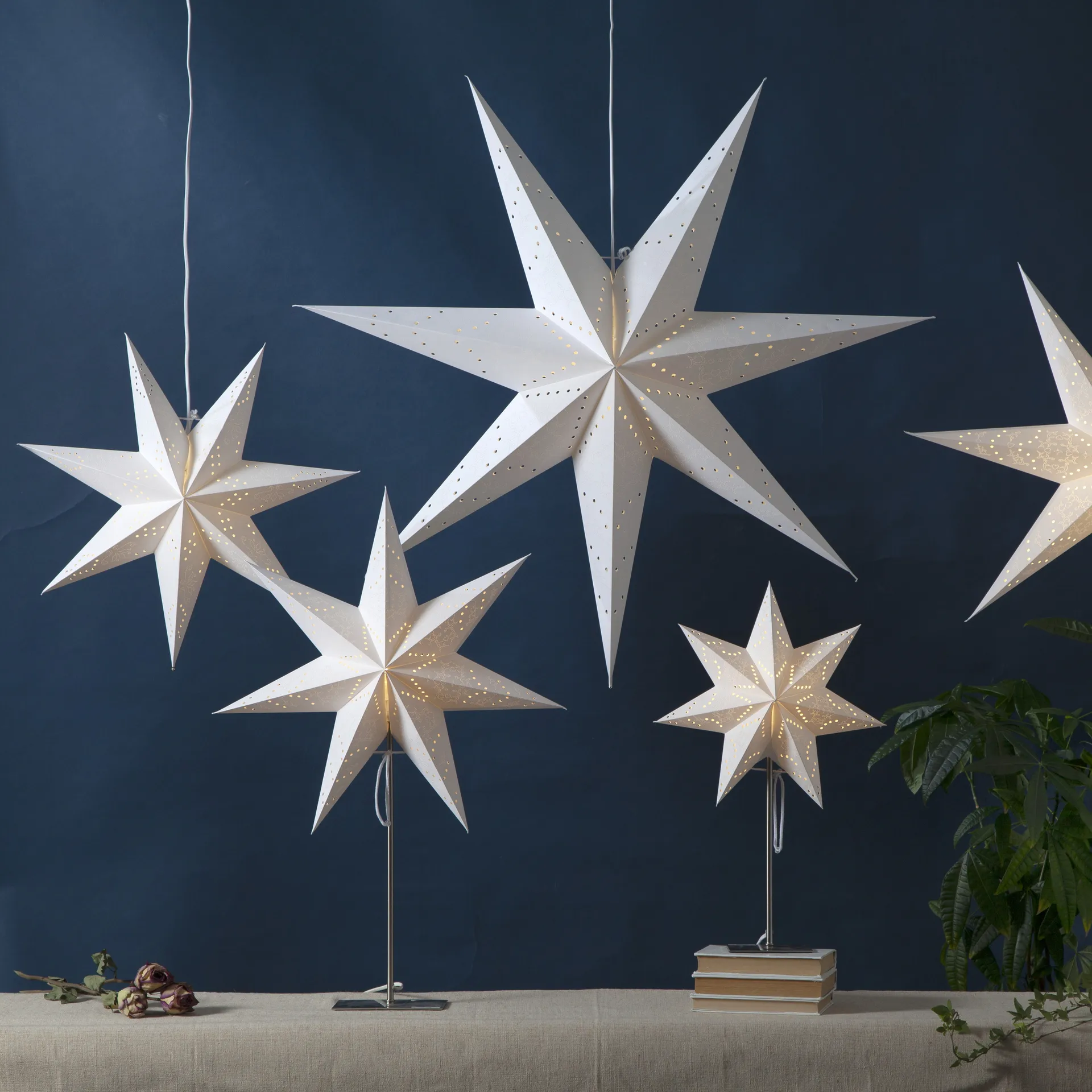 Stella dell'Avvento Sensy con base, 78 cm, Bianco Star Trading