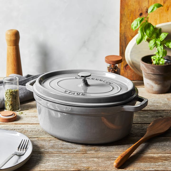 Casseruola ovale in ghisa Staub La Cocotte 6,7 L, Grigio grafite STAUB