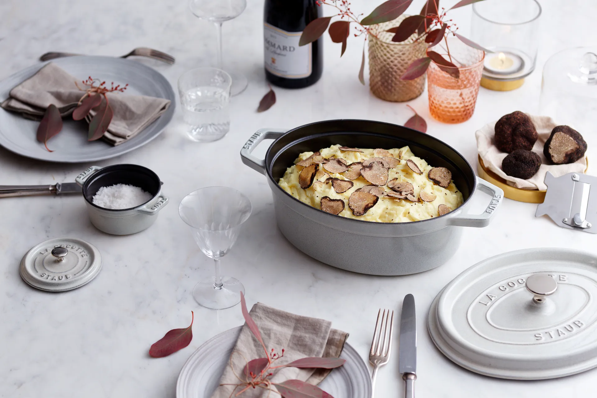 Casseruola ovale in ghisa Staub La Cocotte 6,7 L, White truffle STAUB