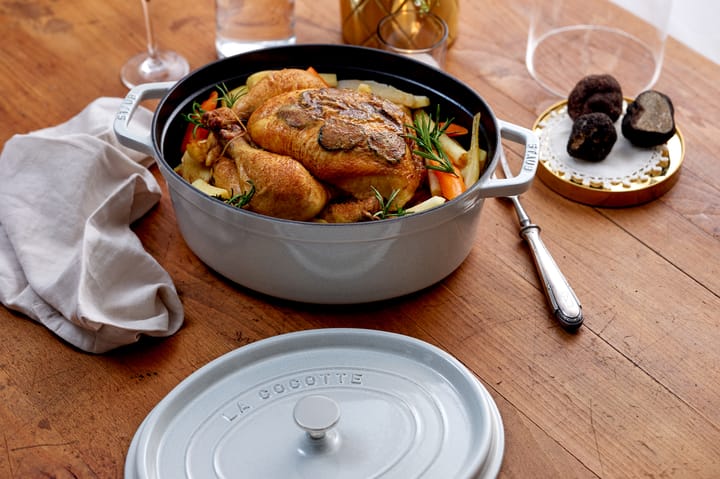 Casseruola ovale in ghisa Staub La Cocotte 6,7 L, White truffle STAUB