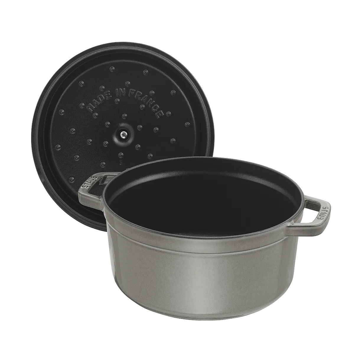 Casseruola rotonda in ghisa Staub La Cocotte 12,6 L, Grigio grafite STAUB