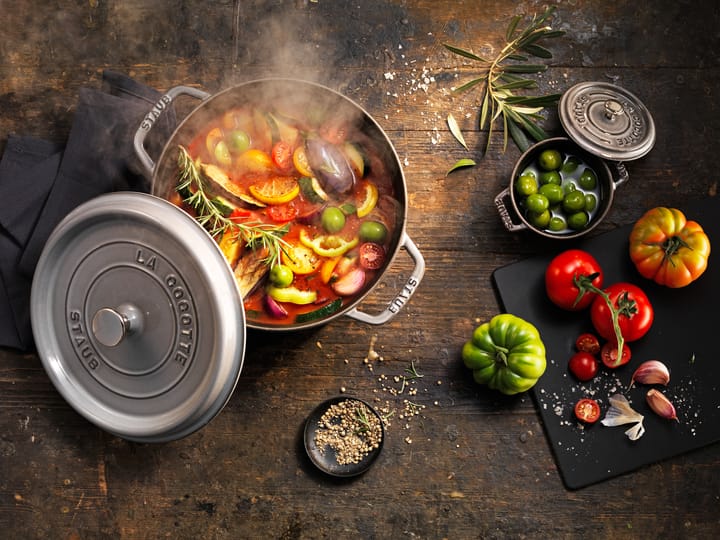 Casseruola rotonda in ghisa Staub La Cocotte 12,6 L, Grigio grafite STAUB