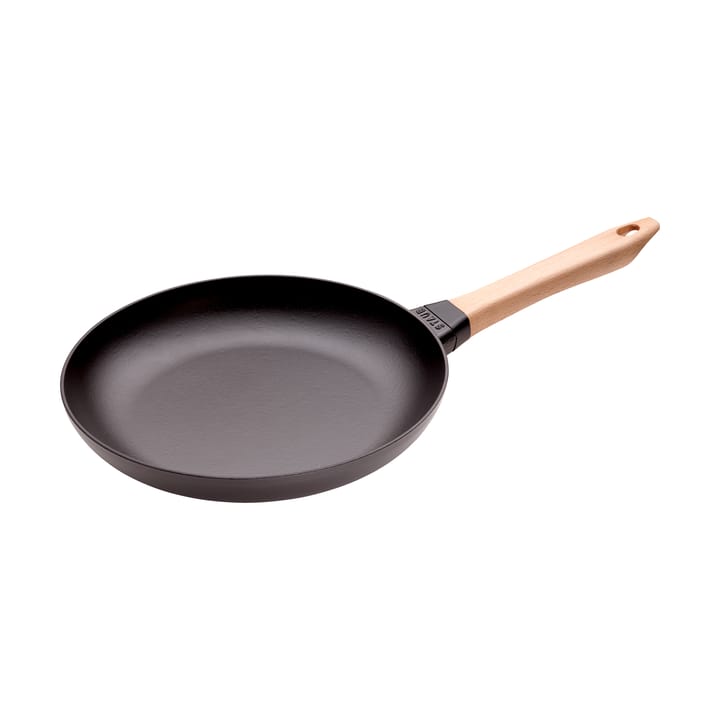 Padella Staub in ghisa nera con manico in legno chiaro - Ø28 cm - STAUB