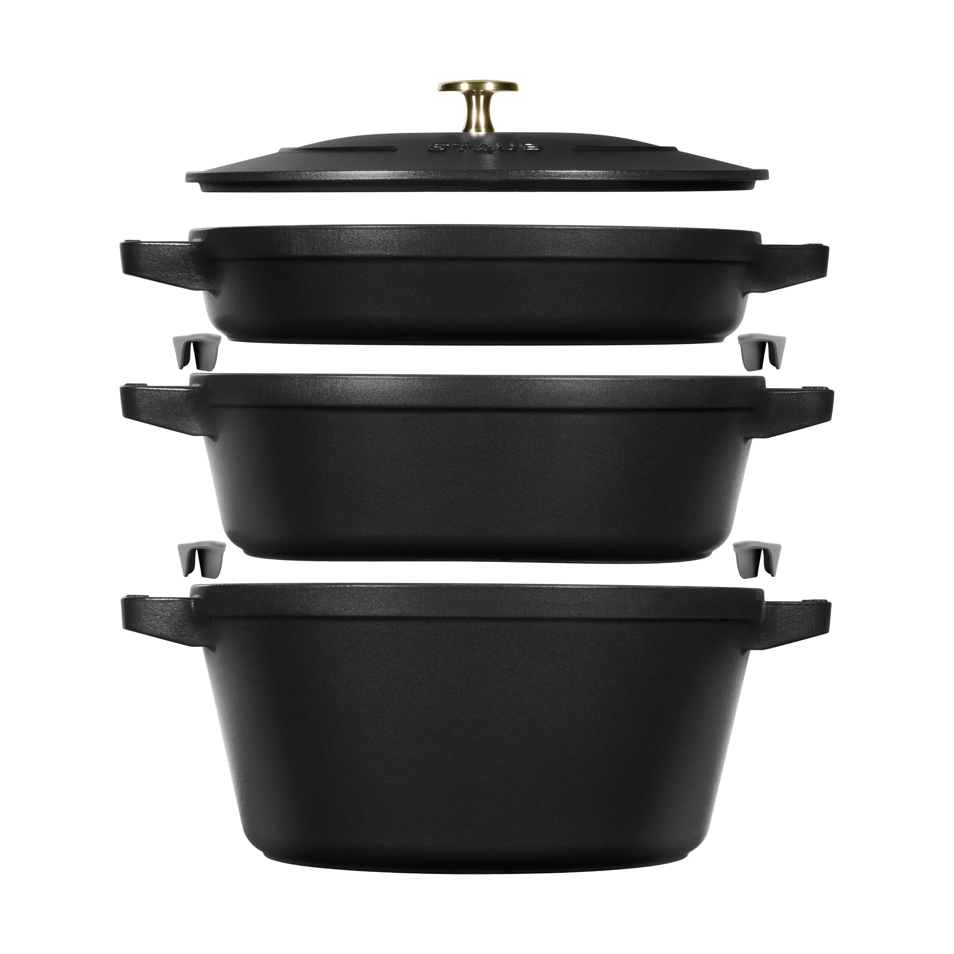 Set di pentole e padelle impilabili Staub 5 pezzi, Nero STAUB