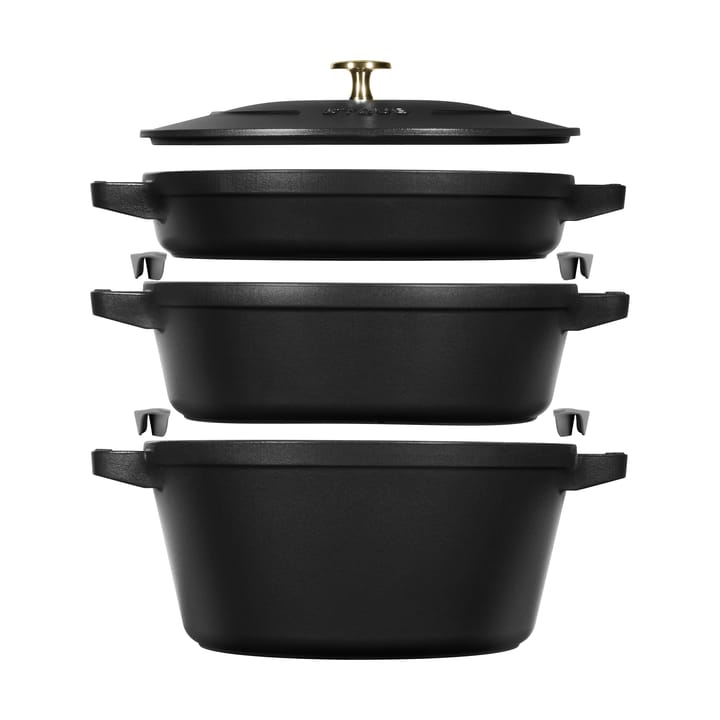 Set di pentole e padelle impilabili Staub 5 pezzi - Nero - STAUB