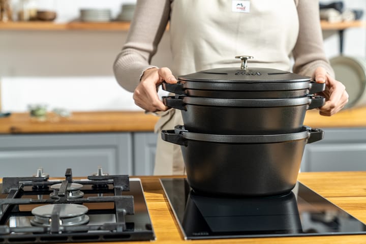 Set di pentole e padelle impilabili Staub 5 pezzi, Nero STAUB