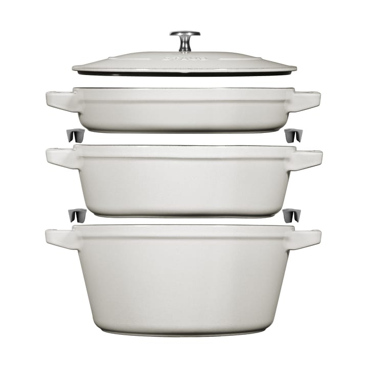 Set di pentole e padelle impilabili Staub 5 pezzi - White truffle - STAUB