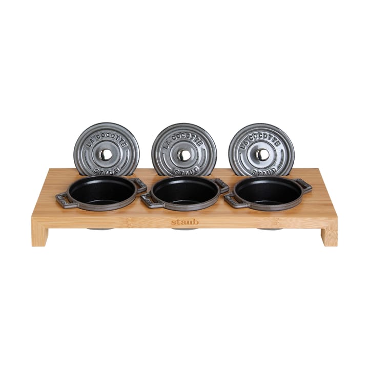 Supporto per servizio Staub per 3 mini pentole - Bambù - STAUB