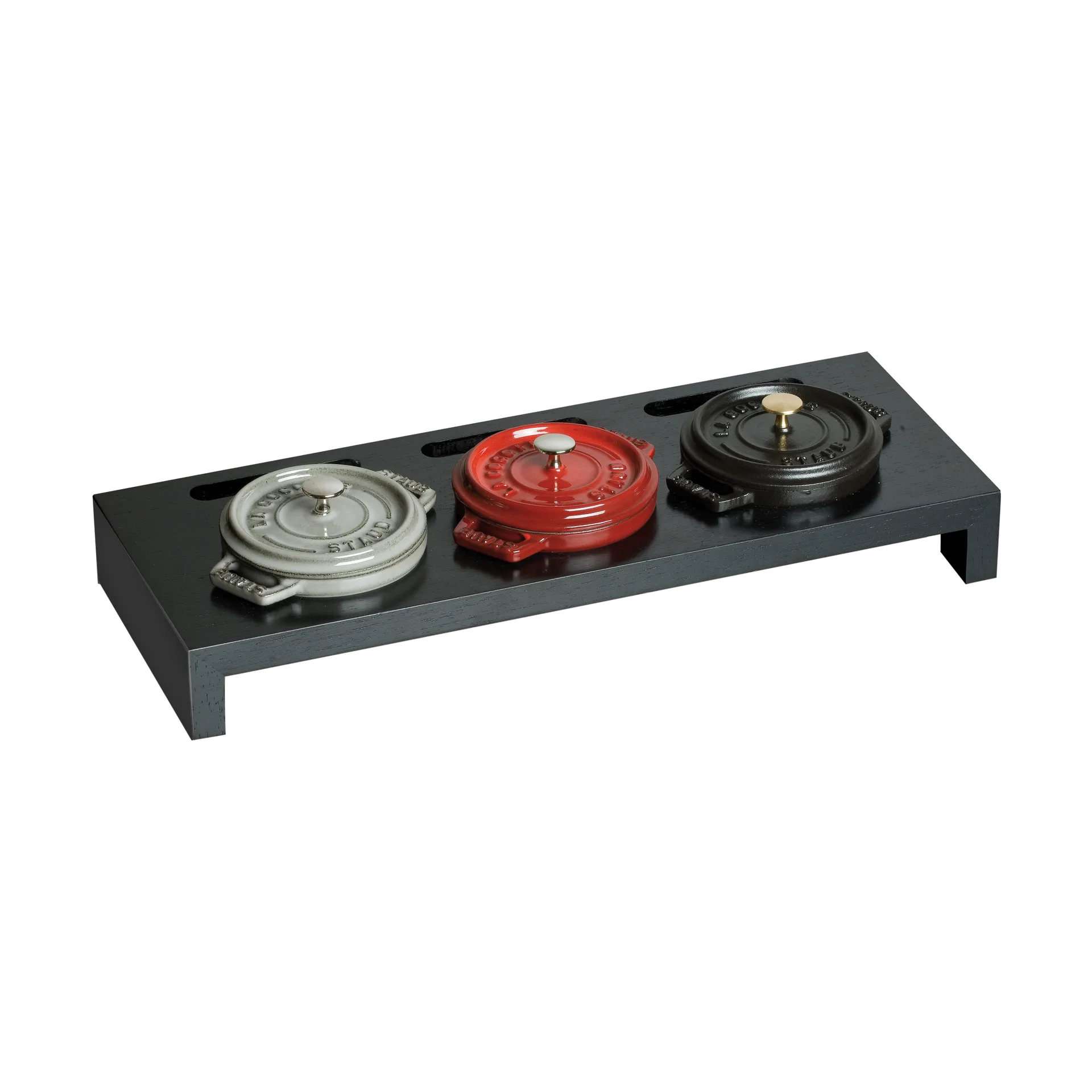 Supporto per servizio Staub per 3 mini pentole, Nero STAUB