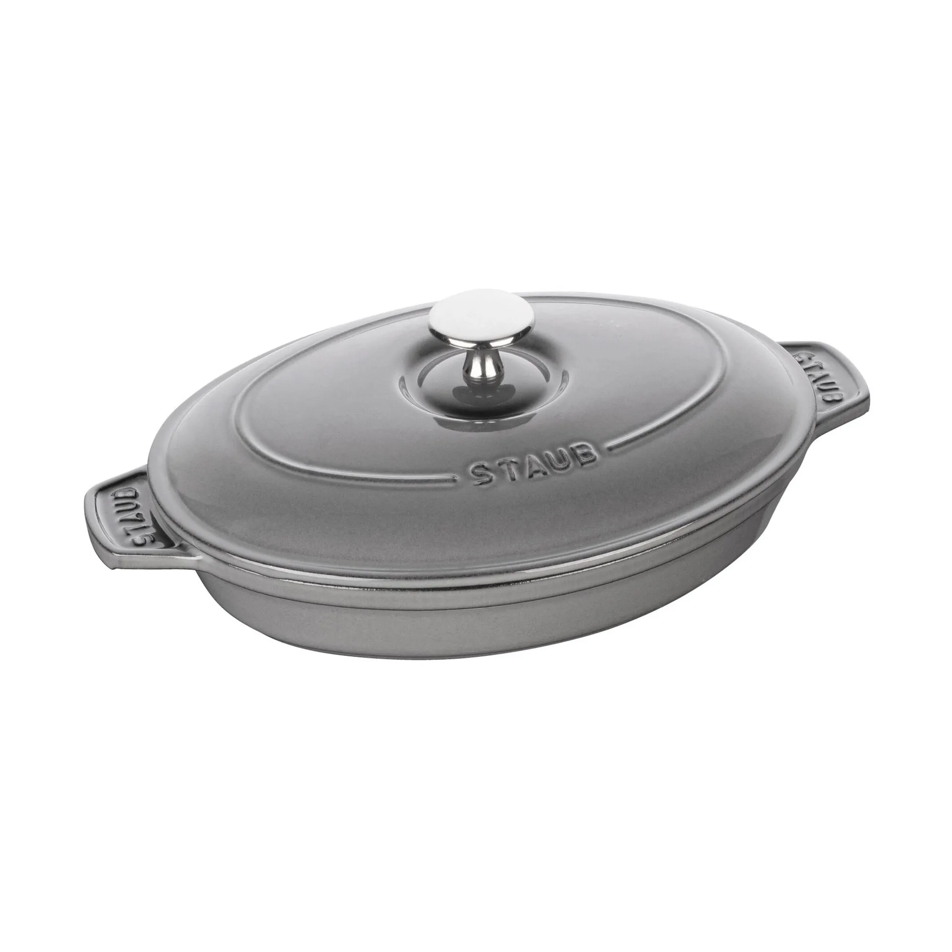 Teglia in ghisa ovale con coperchio Staub 23 cm, Grigio grafite STAUB