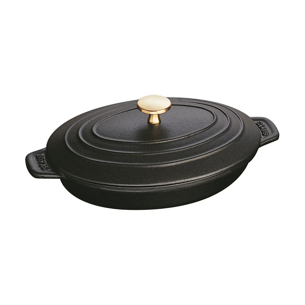 Teglia in ghisa ovale con coperchio Staub 23 cm, Nero STAUB