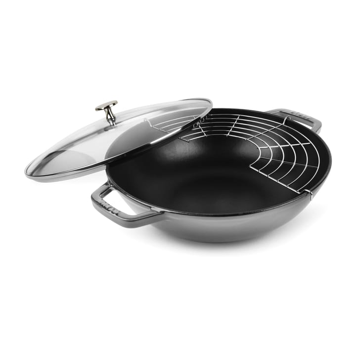 Wok con coperchio in vetro Ø 30 cm 4,4 L - grigio - STAUB