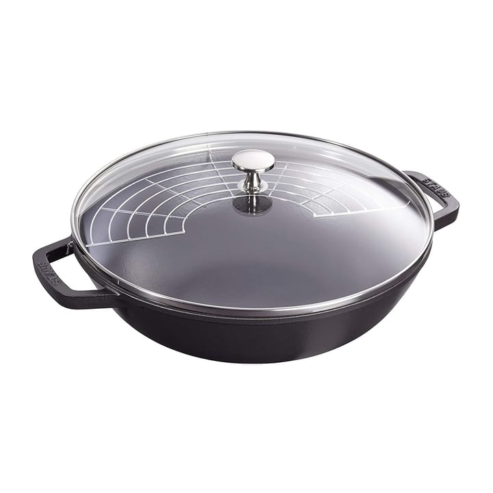 Wok con coperchio in vetro Ø 30 cm 4,4 L - Nero - STAUB