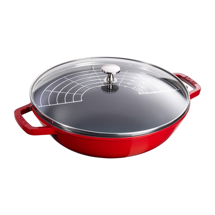 Wok con coperchio in vetro Ø 30 cm 4,4 L - Rosso - STAUB