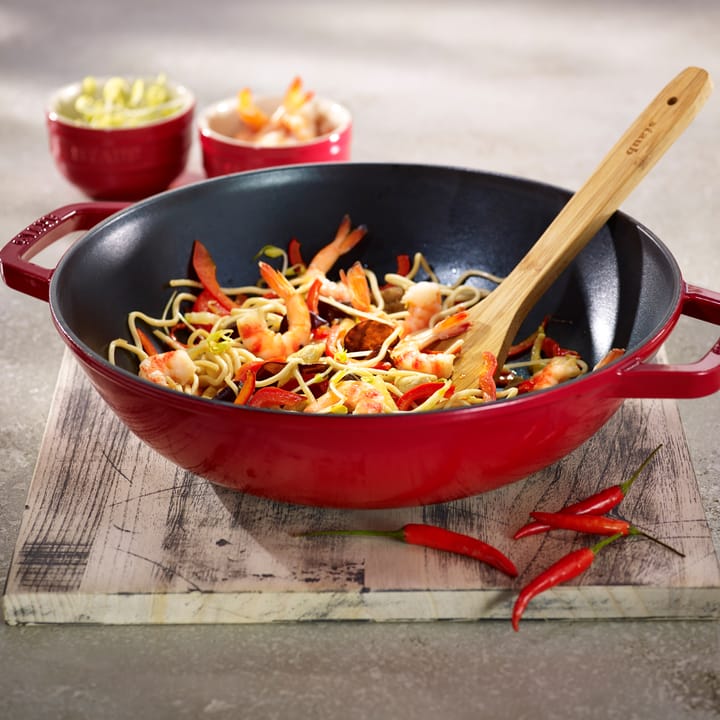 Wok con coperchio in vetro Ø 30 cm 4,4 L - Rosso - STAUB