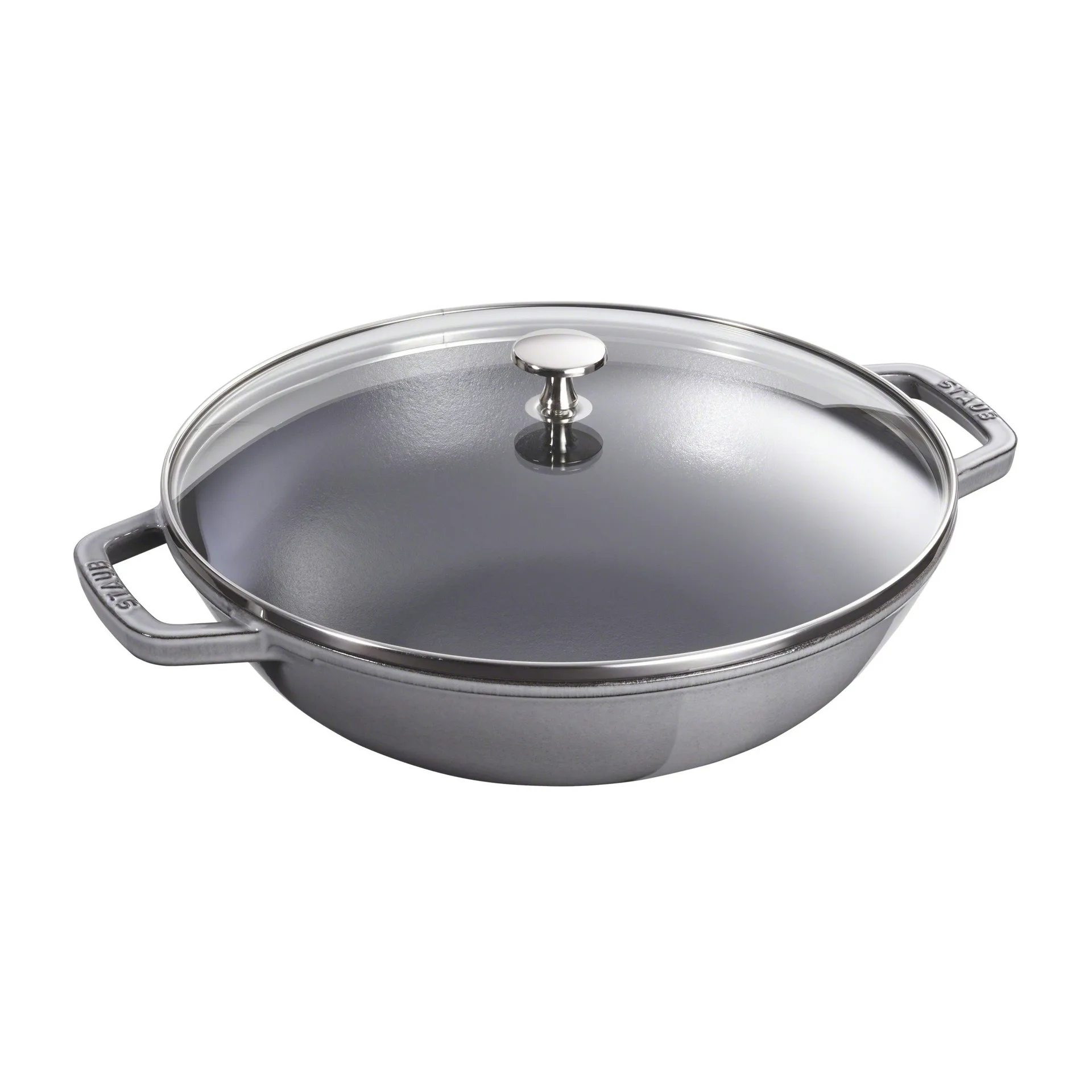 Wok con coperchio in vetro Ø 37 cm 5,7 L, grigio STAUB