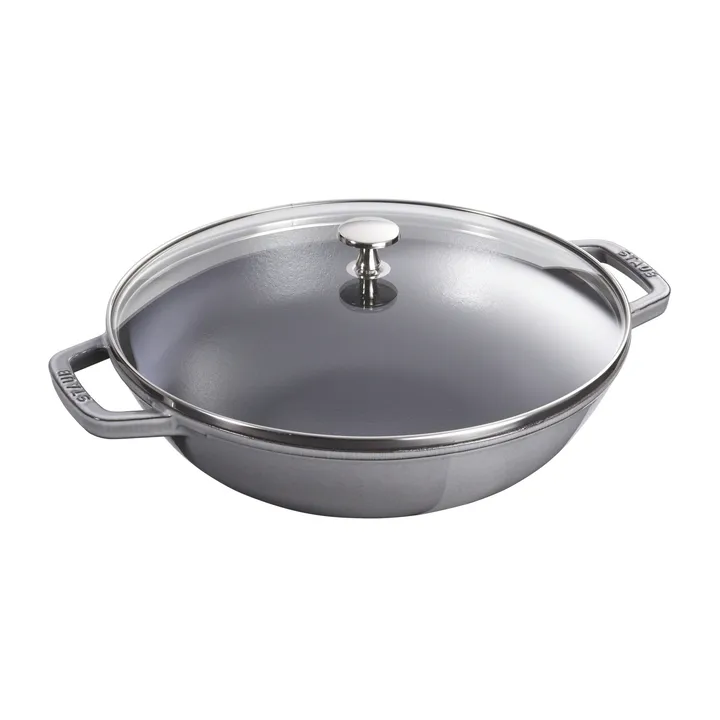 Wok con coperchio in vetro Ø 37 cm 5,7 L - grigio - STAUB