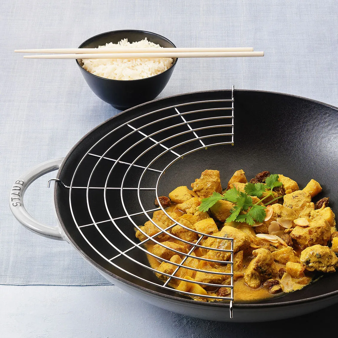 Wok con coperchio in vetro Ø 37 cm 5,7 L, grigio STAUB