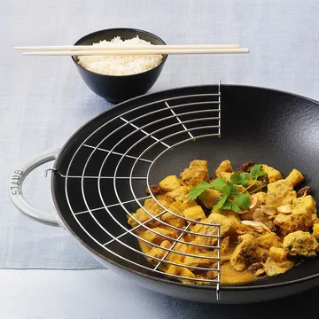 Wok con coperchio in vetro Ø 37 cm 5,7 L - grigio - STAUB