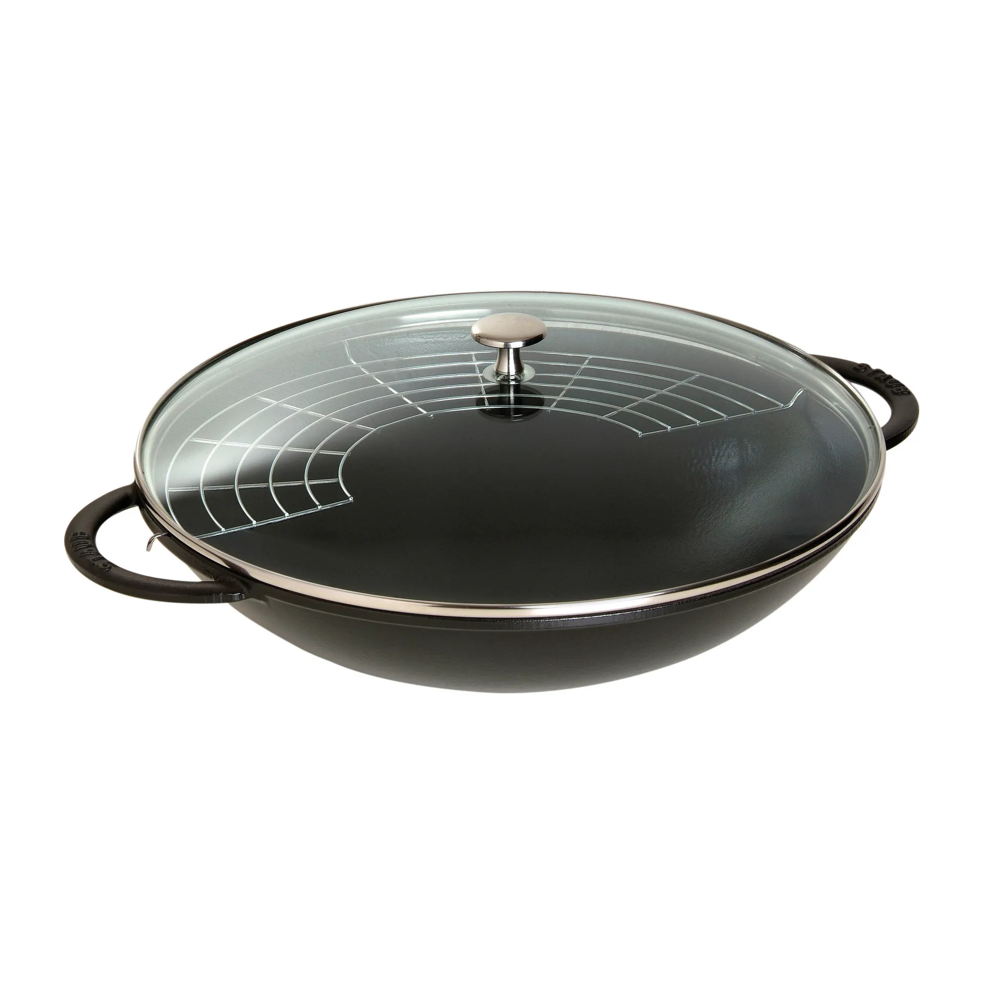 Wok con coperchio in vetro Ø 37 cm 5,7 L, Nero STAUB