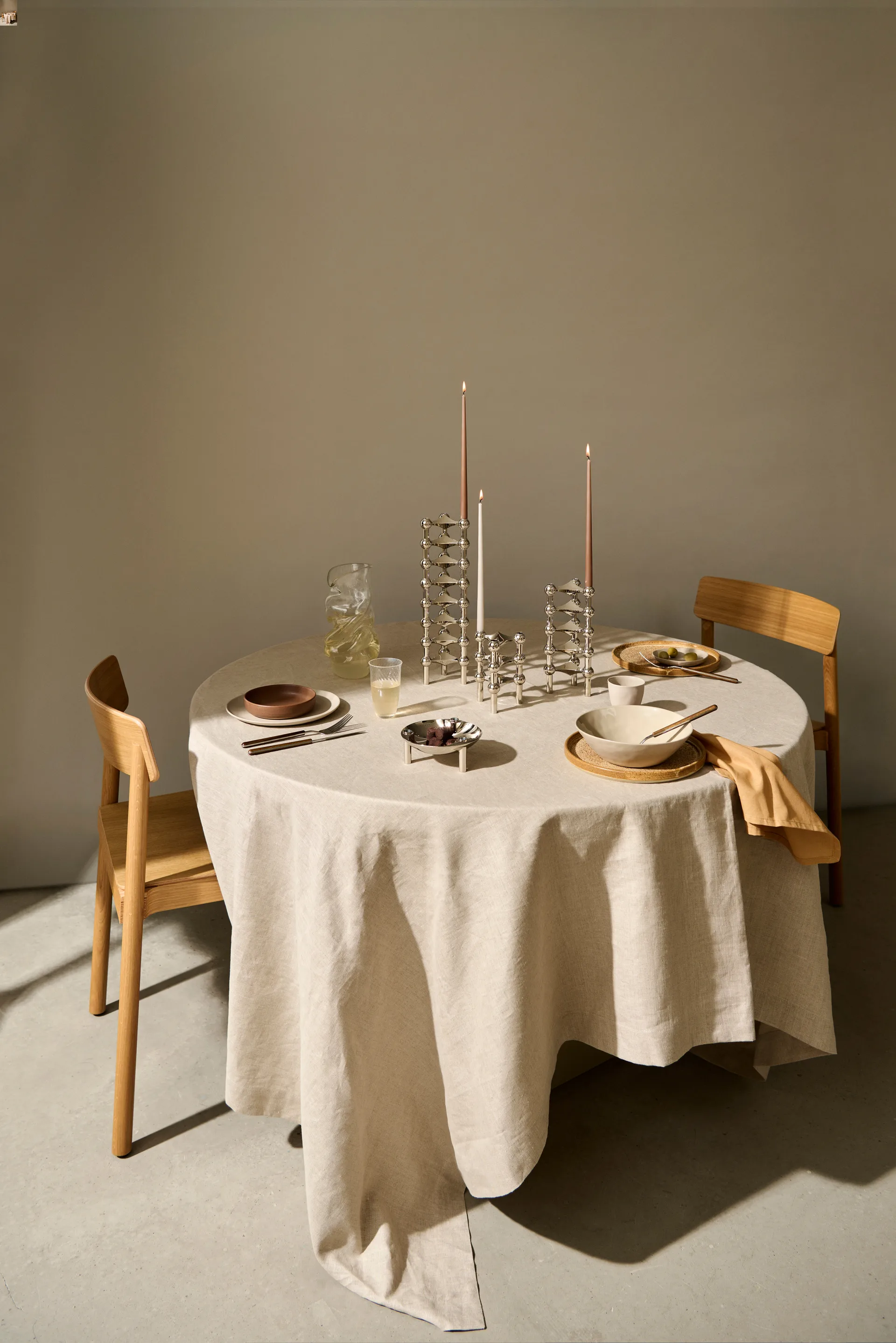 Candela STOFF by ester & erik, confezione da 6, Marrone chiaro STOFF