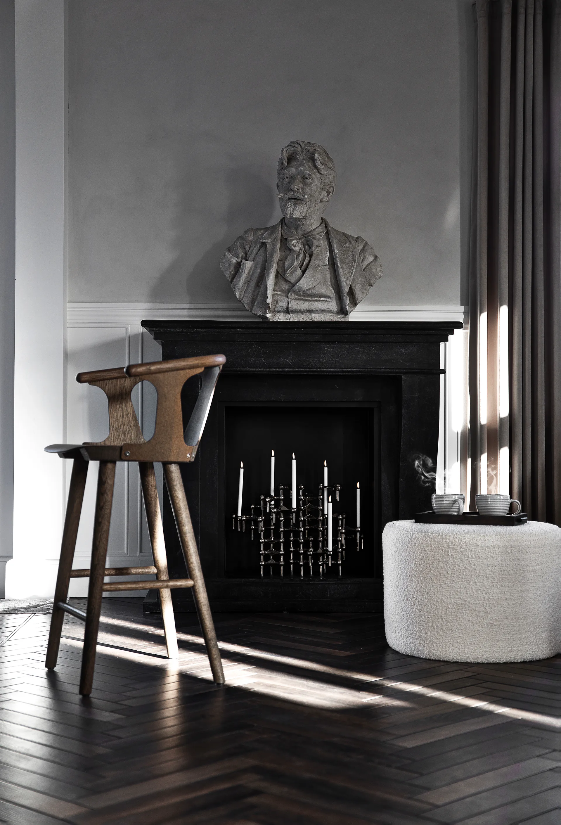 Candeliere STOFF Nagel confezione da 3, Nero cromo STOFF