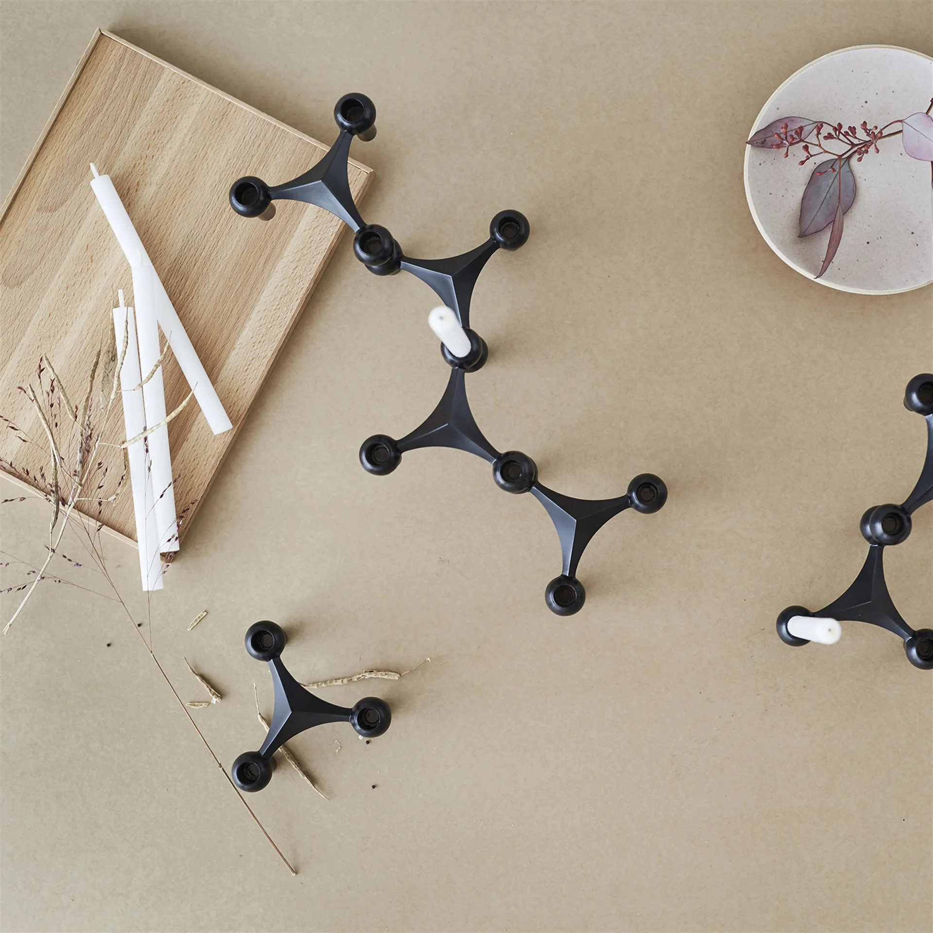 Candeliere STOFF Nagel confezione da 3, nero STOFF