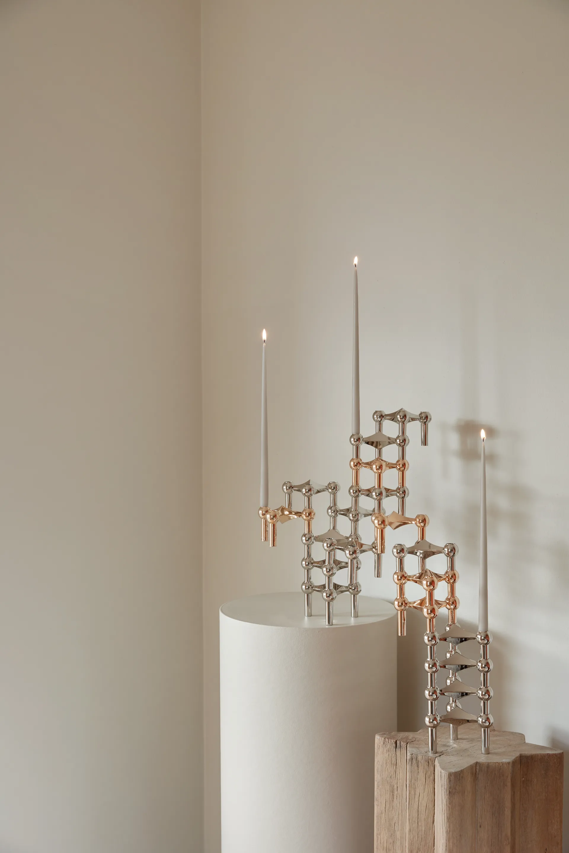 Candeliere STOFF Nagel confezione da 3, Rosé gold STOFF