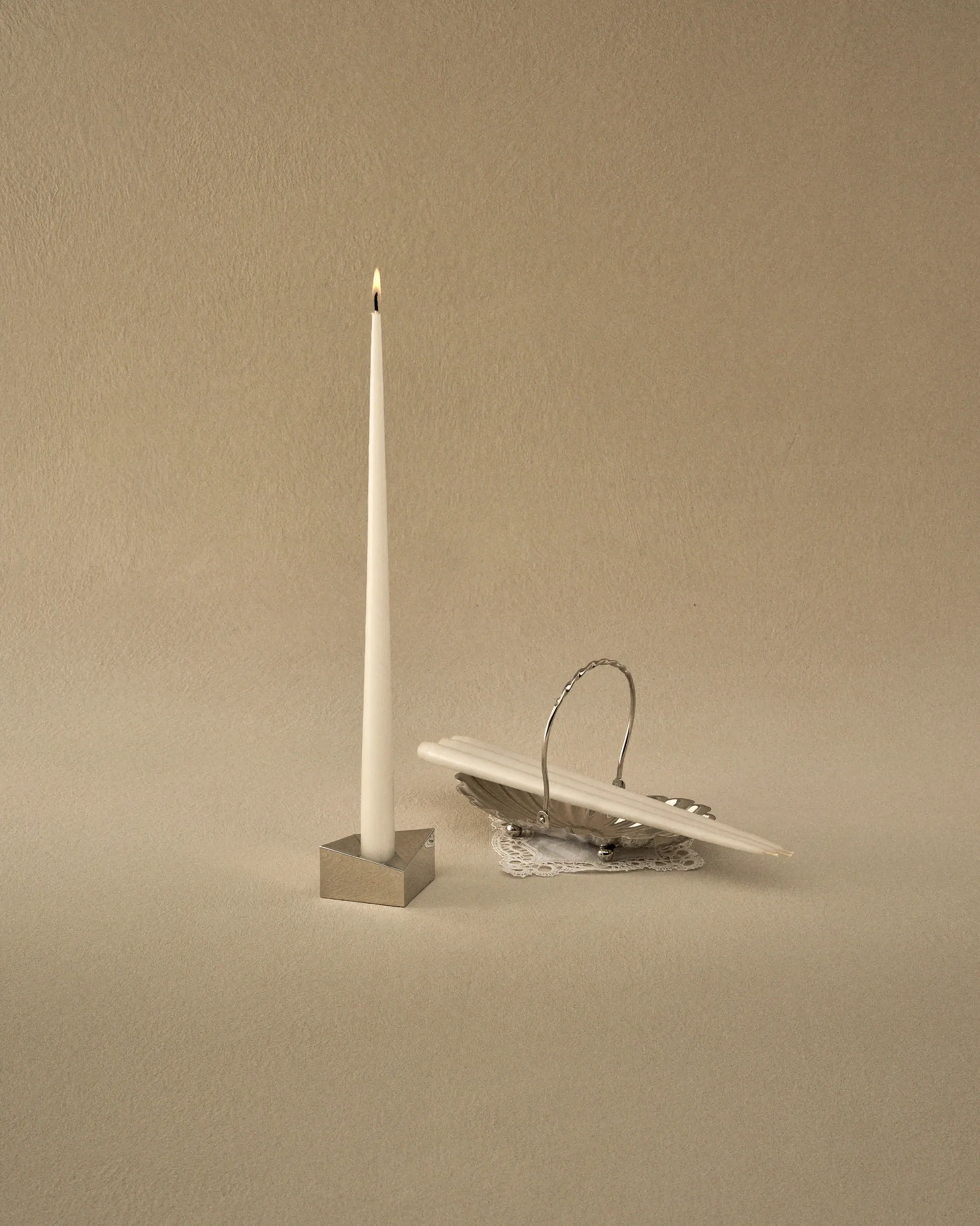 Candela STOFF Nagel by ester & erik grande, confezione da 4, Off-white STOFF Nagel