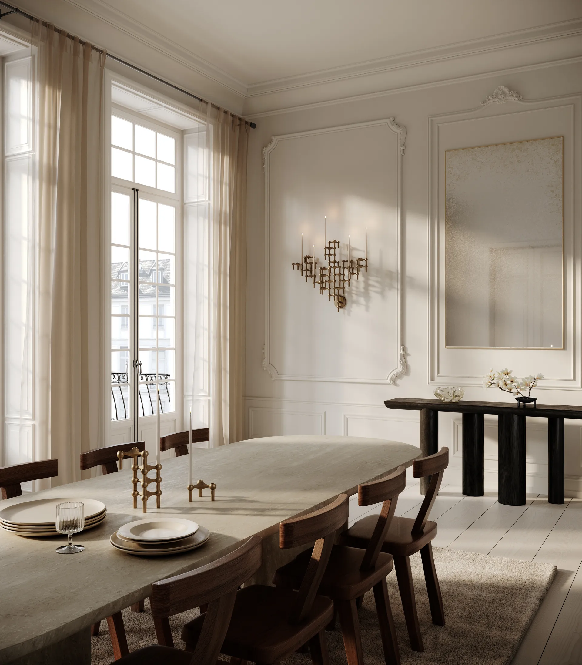 Portacandele da parete STOFF Nagel, Ottone bronzato STOFF Nagel