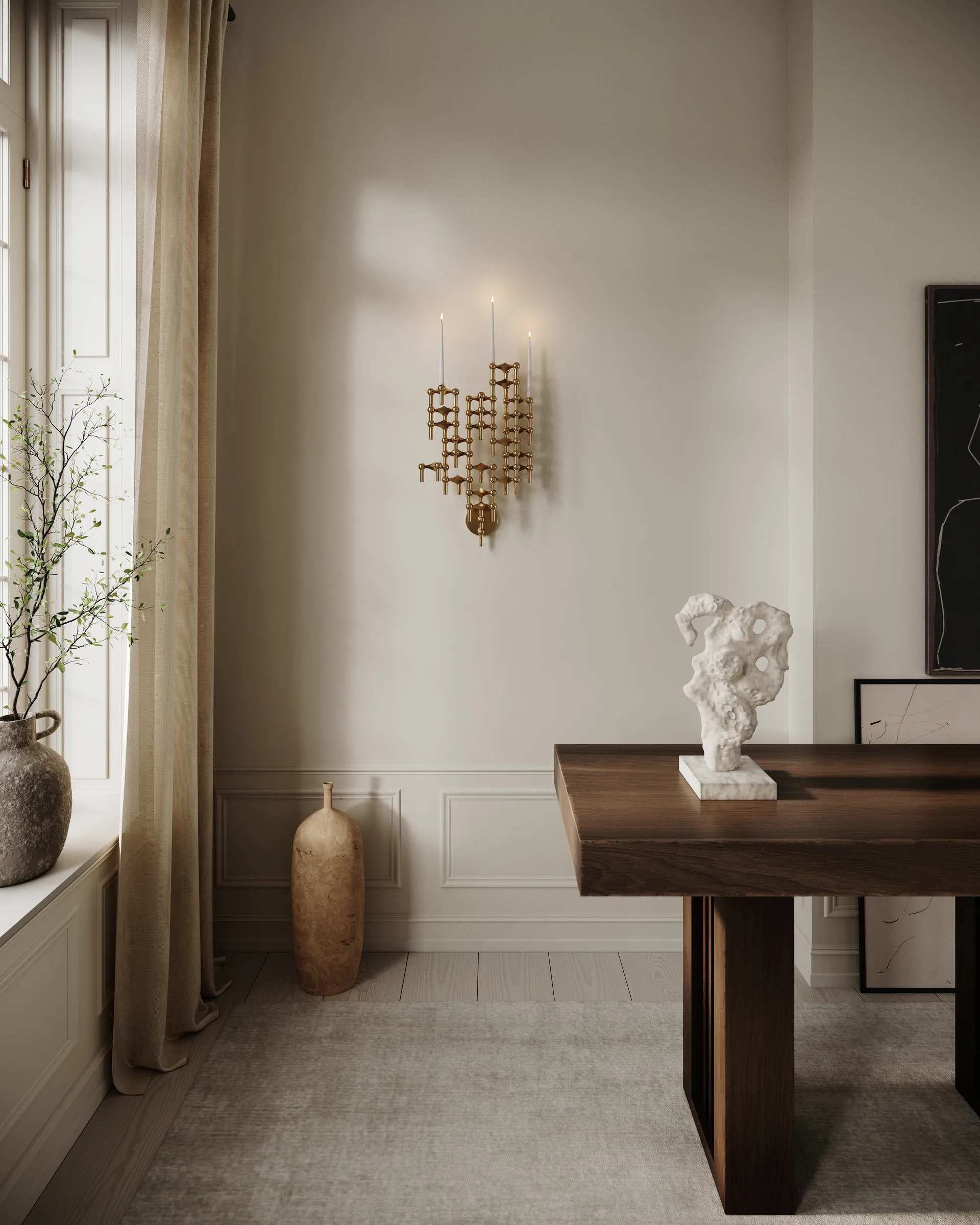 Portacandele da parete STOFF Nagel, Ottone STOFF Nagel