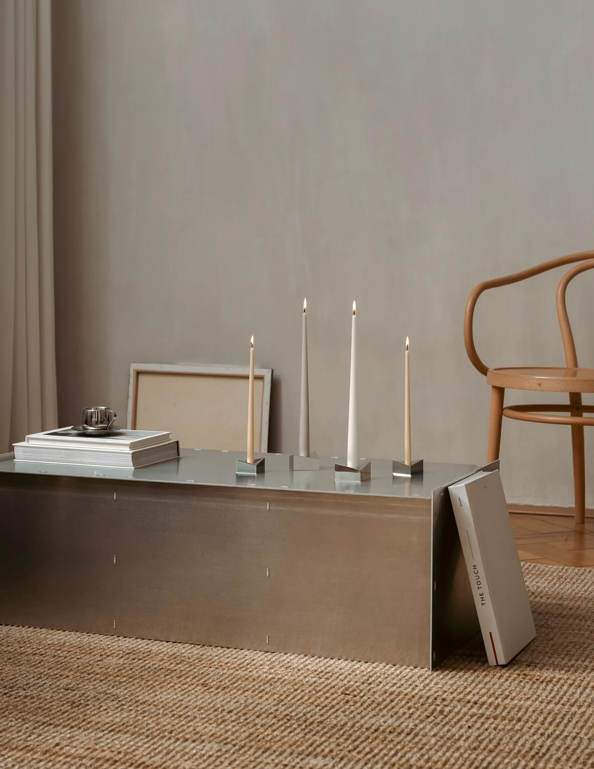 Portacandela grande STOFF Nagel Reflect 3,2 cm, Cromo STOFF