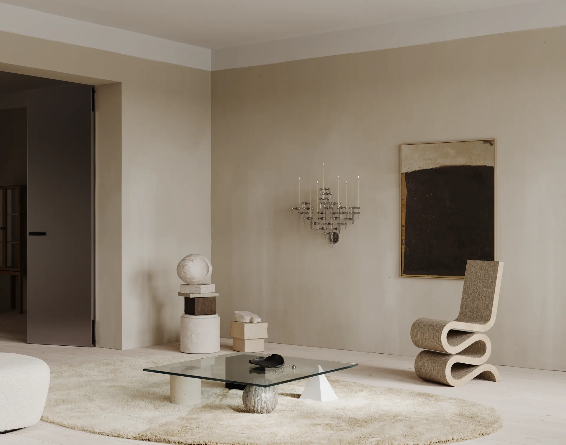 Portacandele da parete STOFF Nagel, Cromo STOFF