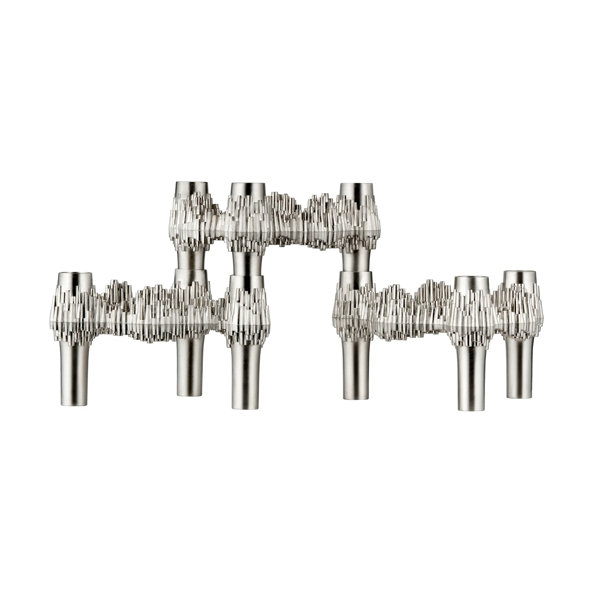 Portacandele STOFF Quist 3 pezzi, Cromo spazzolato STOFF