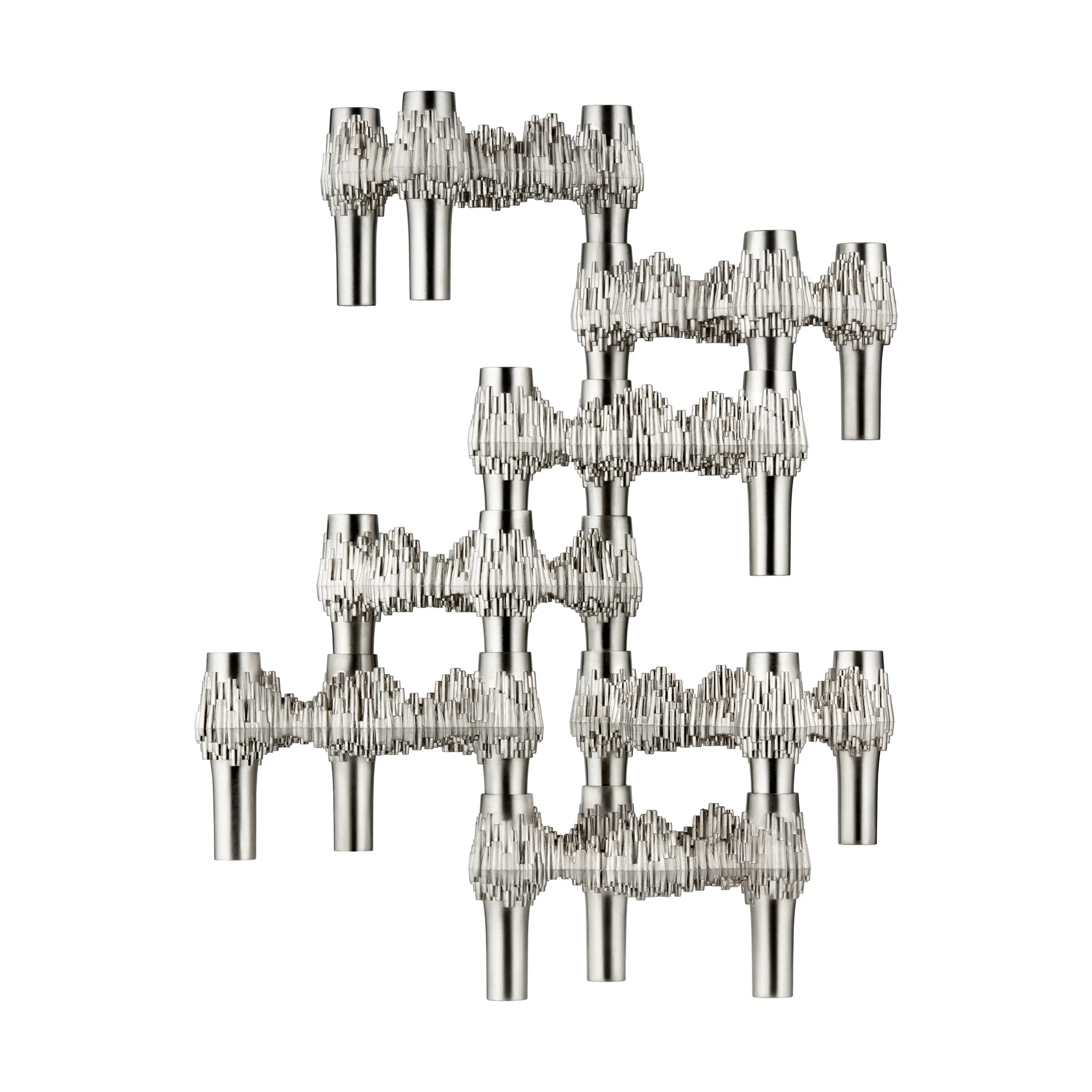 Portacandele STOFF Quist 3 pezzi, Cromo spazzolato STOFF