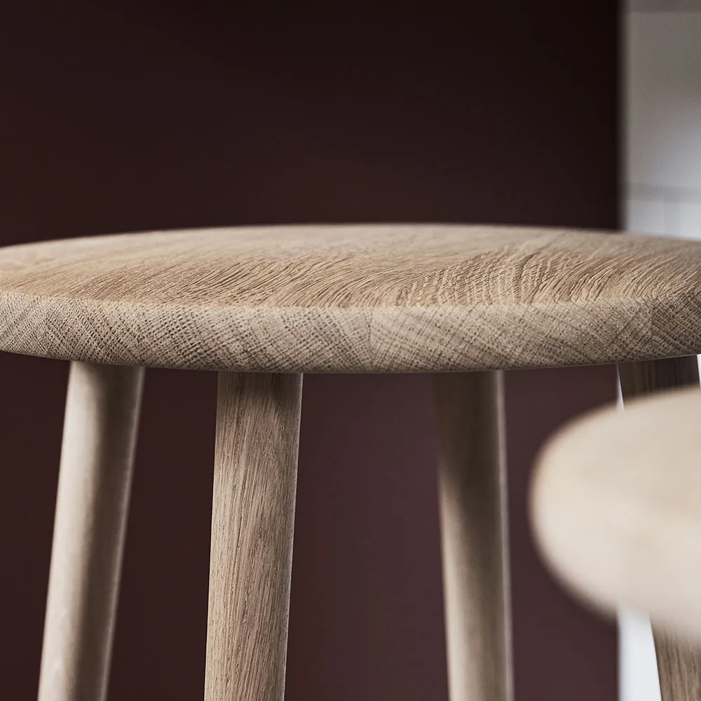 Miss Button sgabello rotondo, Rovere oliato naturale, basso, Ø44x45 cm Stolab