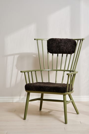 Poltrona con cuscino&poggiatesta Henriette Verde oliva-Espresso - undefined - Stolab