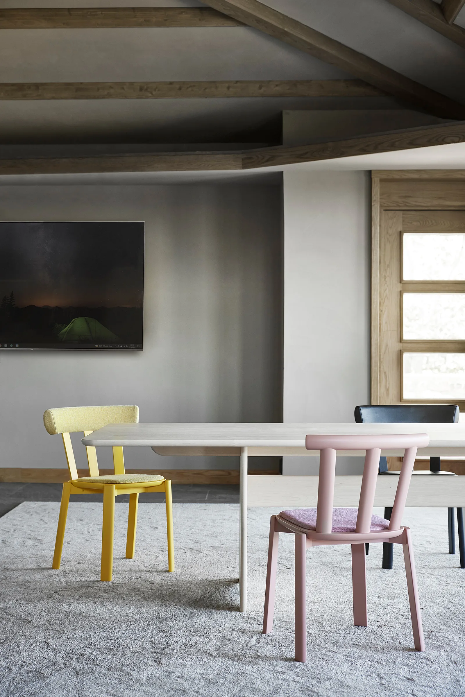 Sedia Alt in betulla con sedile rivestito, Vidar 4, 633 pink-malva 27 Stolab