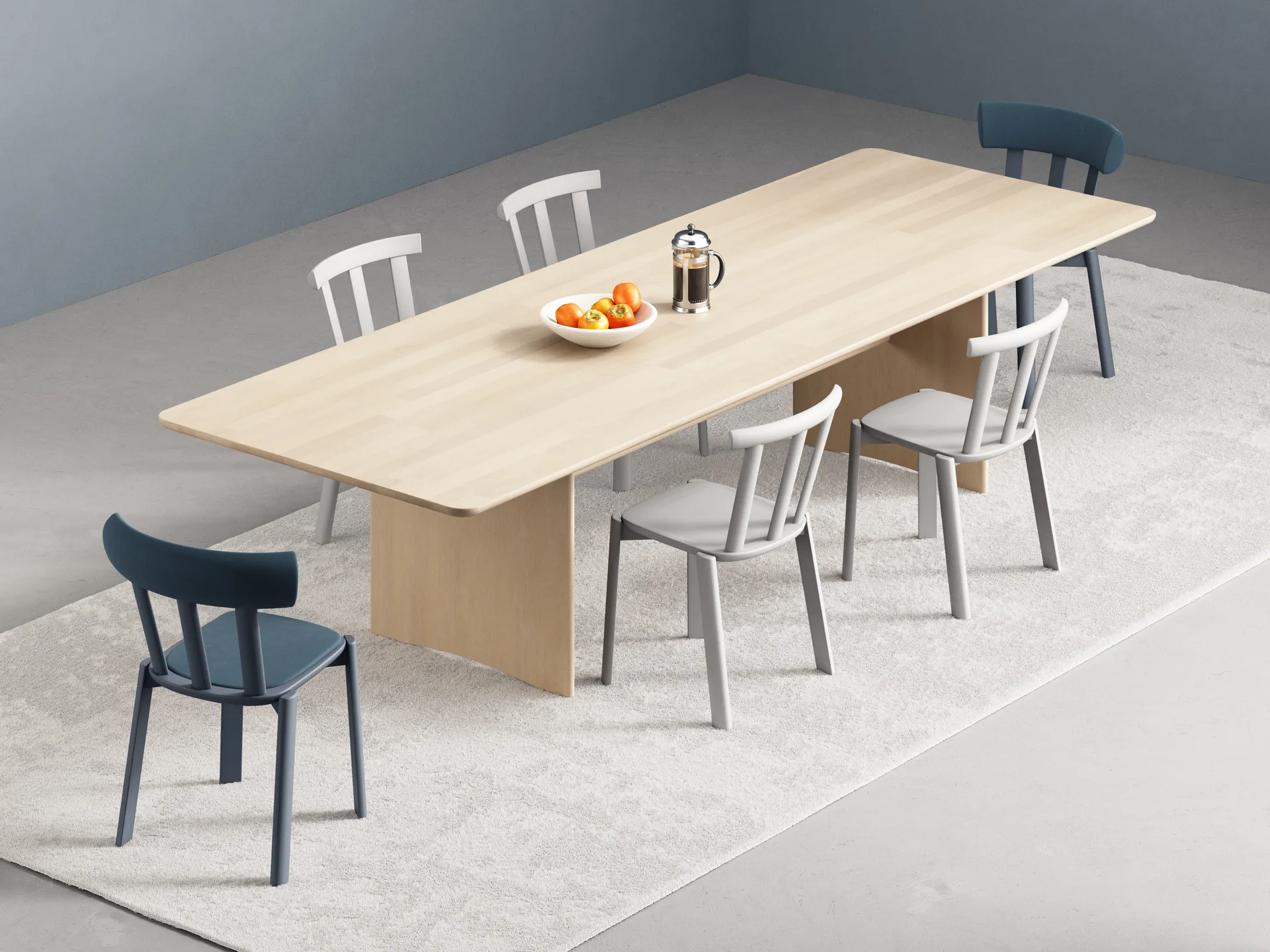 Sedia Alt in betulla con sedile rivestito, Vidar 4, 733 blue-åska 66 Stolab